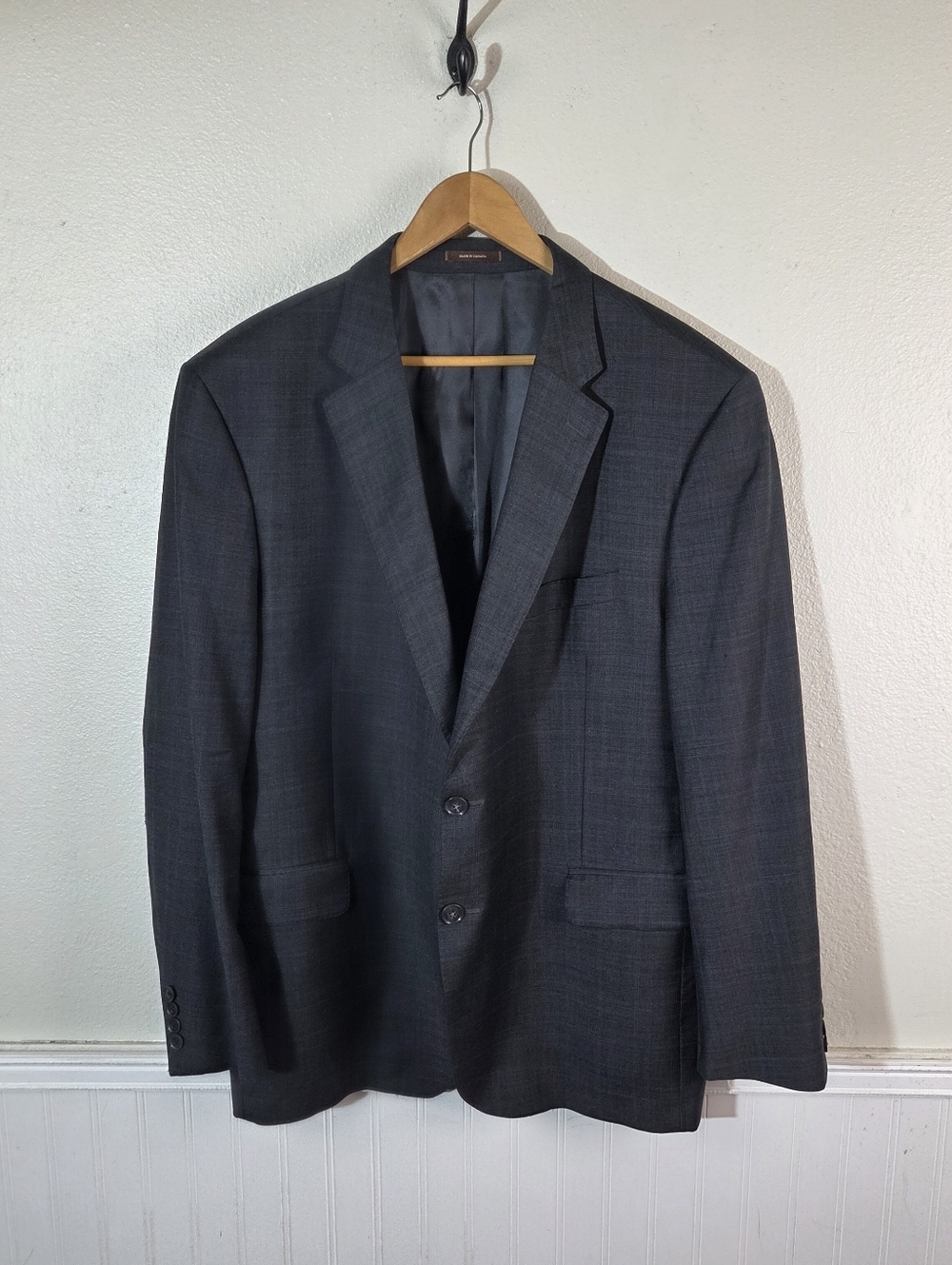 Peter Millar Mens 48R Wool Blazer Gray Blue Windowpane Sport Coat Canada READ